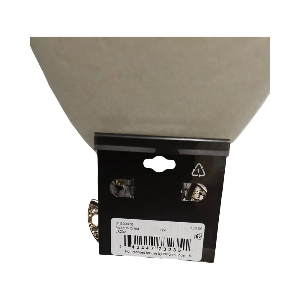 Anne Klein Gold Tone Lattice C Hoop Earrings - Picture 6 of 7